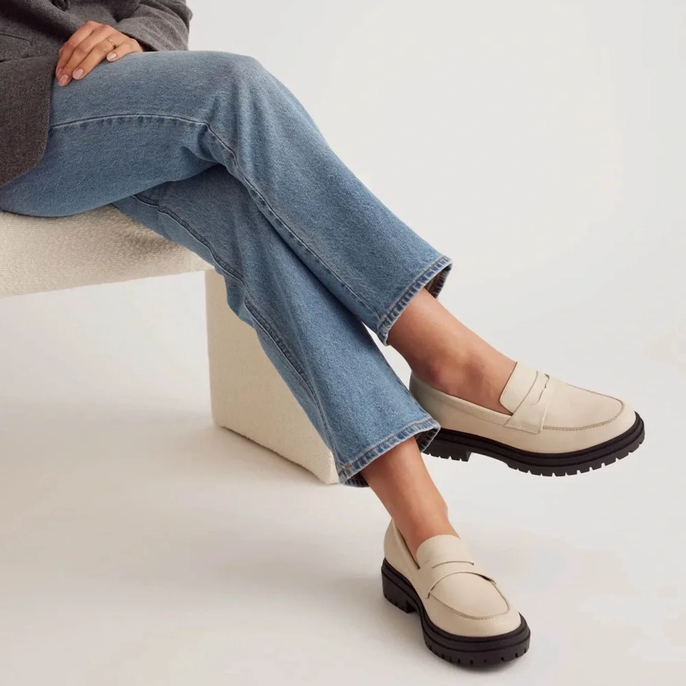 Quince Cream and Black Loafers - Picture 3 of 9
